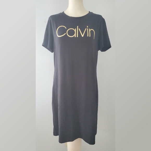Calvin Klein Black Tee Shirt Dress Size Large - Picture 1 of 4